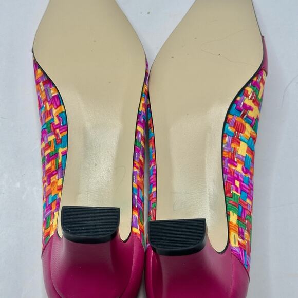 VINTAGE J. Renee Multi-Color Patterned Fabric  HOT PINK “ LIBBY” Heel Size 9 M - Picture 8 of 12